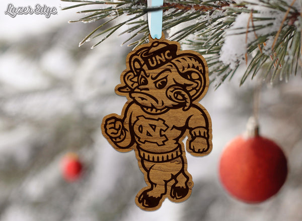 University of North Carolina Chapel Hill Strutting Ramses Ornament – Crafted from Cherry and Maple Wood – UNC Tar Heels