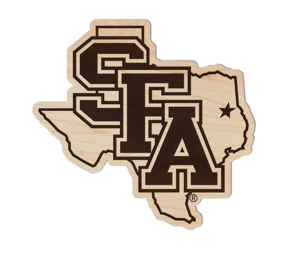 Stephen F. Austin SFA Magnet - Crafted from Cherry or Maple Wood - SFA Lumberjacks