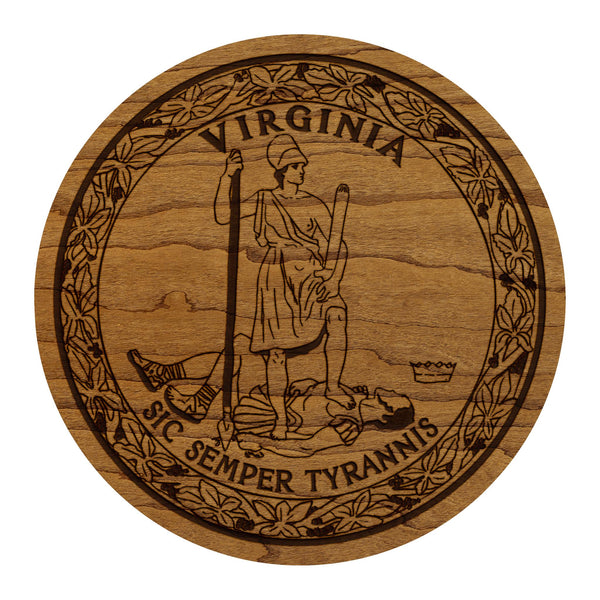 Virginia State Flag Coaster - Crafted from Cherry or Maple Wood