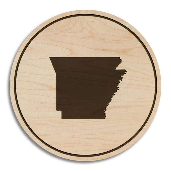Arkansas State Map Coaster - Crafted from Cherry or Maple Wood