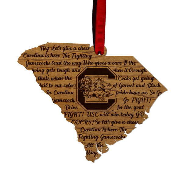 University of South Carolina Fight Song Ornament – Crafted from Cherry and Maple Wood – USC Gamecocks