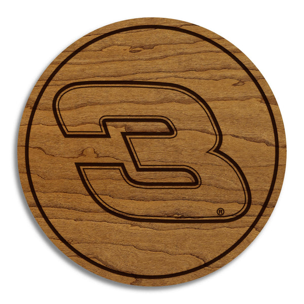 Stylized #3 Wooden Coaster  | Crafted from Cherry and Maple Wood | Made in USA | Officially Licensed by Richard Childress Racing