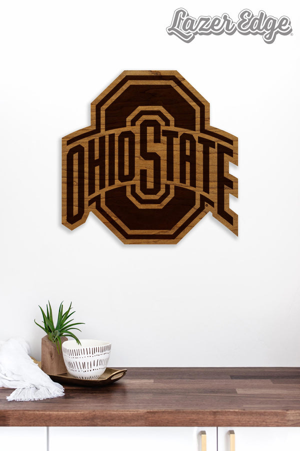 Ohio State University Block O Wall Hanging - Crafted from Cherry or Maple Wood - Ohio State Buckeyes