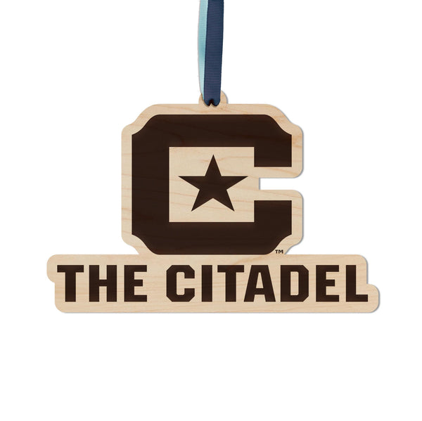 The Citadel Military College C and Star Ornament – Crafted from Cherry and Maple Wood – The Citadel Bulldogs