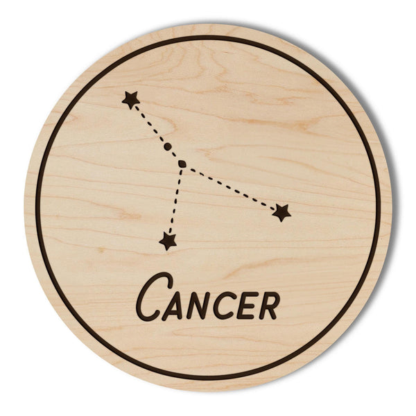 Cancer Constellation Zodiac Coaster – Crafted from Cherry or Maple Wood