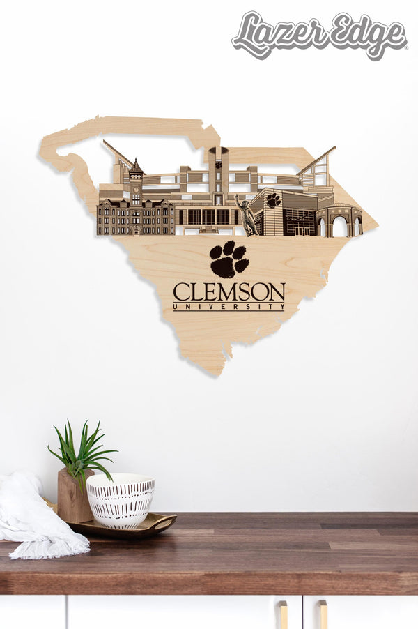 Clemson University Skyline Wall Hanging - Crafted from Cherry or Maple Wood