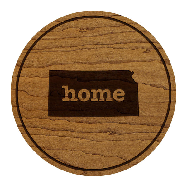 Kansas Home State Map Coaster - Crafted from Cherry or Maple Wood