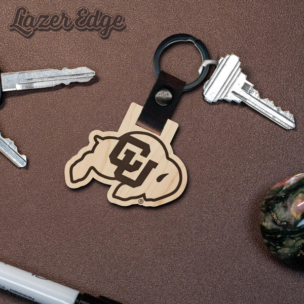 Colorado Buffaloes Wooden Keychain – Crafted from Cherry or Maple Wood