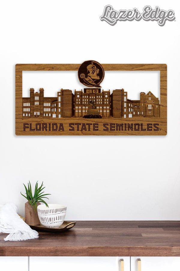 Florida State University Skyline Wall Hanging - Crafted from Cherry or Maple Wood - Florida State Seminoles