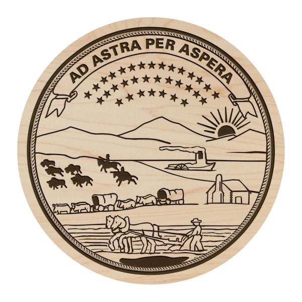 Kansas State Flag Coaster - Crafted from Cherry or Maple Wood