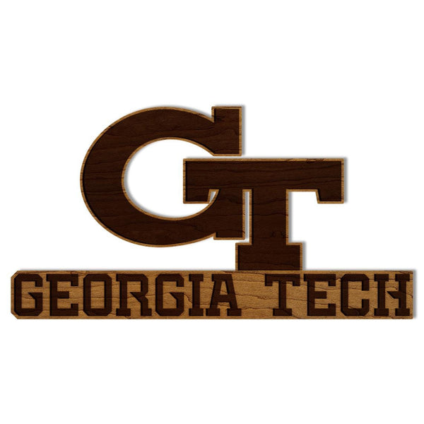 Georgia Tech Primary Mark Cutout Wall Hanging - Crafted from Cherry or Maple Wood - Georgia Tech Yellow Jackets