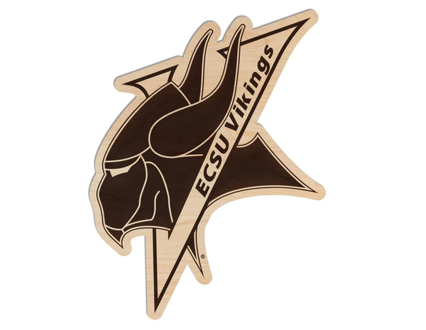 Elizabeth City State University Vikings Logo Wall Hanging - Crafted from Cherry or Maple Wood - ESCU Vikings