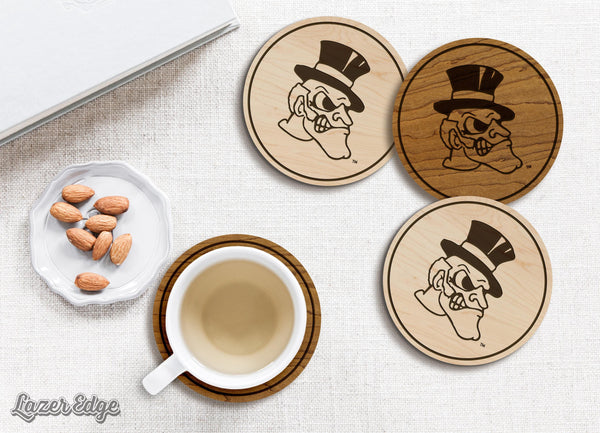 Wake Forest University Demon Deacon Coasters – Crafted from Cherry Wood – Wake Forest Demon Deacons