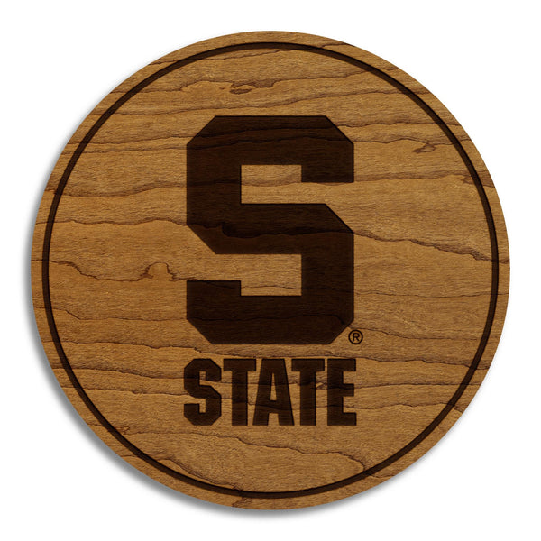 Michigan State University State Coaster – Crafted from Cherry or Maple Wood – Michigan State Spartans