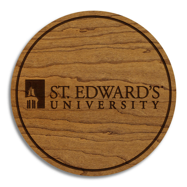 St. Edward's University Logo Coaster – Crafted from Cherry or Maple Wood – St. Edward's Hilltoppers