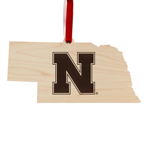 University of Nebraska N on State Ornament - Crafted from Cherry or Maple Wood - Nebraska Huskers