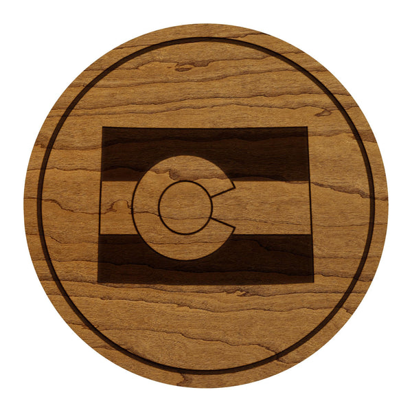 Colorado State Flag Coaster - Crafted from Cherry or Maple Wood