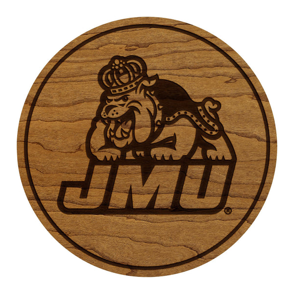 James Madison University Duke Dog Coaster – Crafted from Cherry or Maple Wood – JMU Dukes