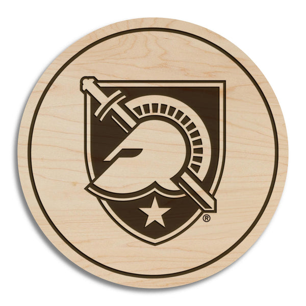 West Point University Army Shield Coaster – Crafted from Cherry or Maple Wood – West Point Black Knights