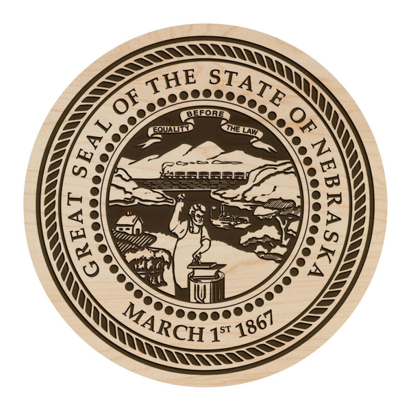 Nebraska State Flag Coaster - Crafted from Cherry or Maple Wood
