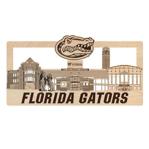 University of Florida Skyline Wall Hanging - Crafted from Cherry or Maple Wood - Florida Gators