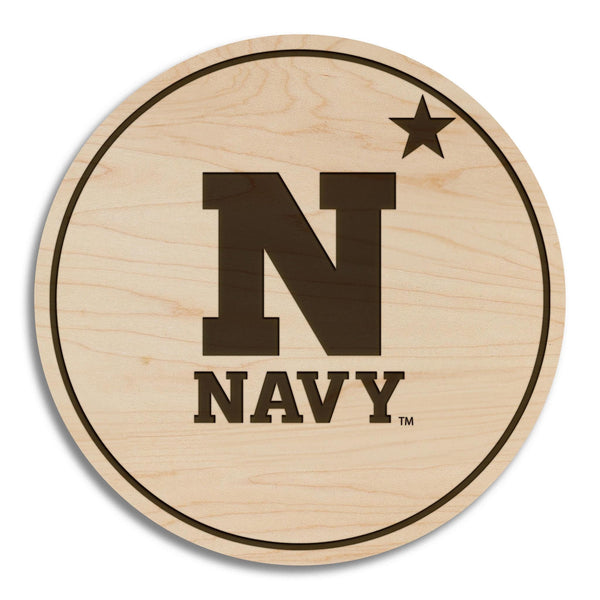 United States Naval Academy N and Star Coaster – Crafted from Cherry or Maple Wood – Navy Midshipmen