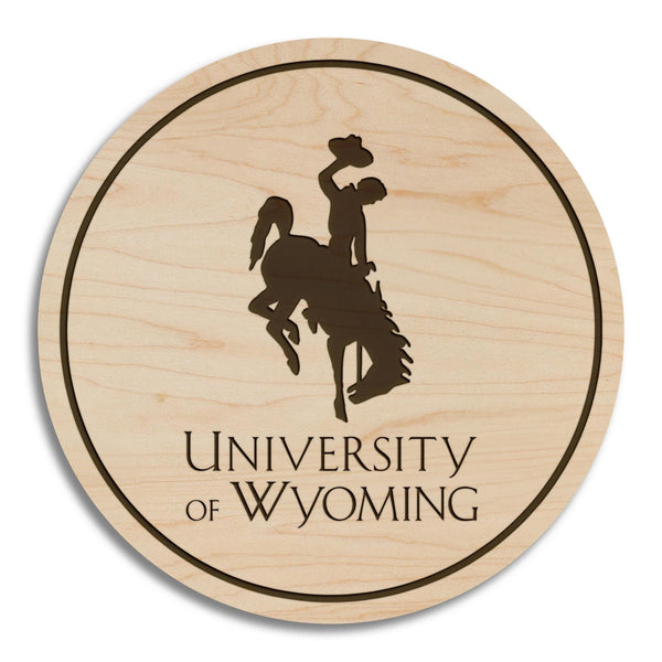 University of Wyoming Stacked Bucking Horse Coaster – Crafted from Cherry or Maple Wood – Wyoming Cowboys