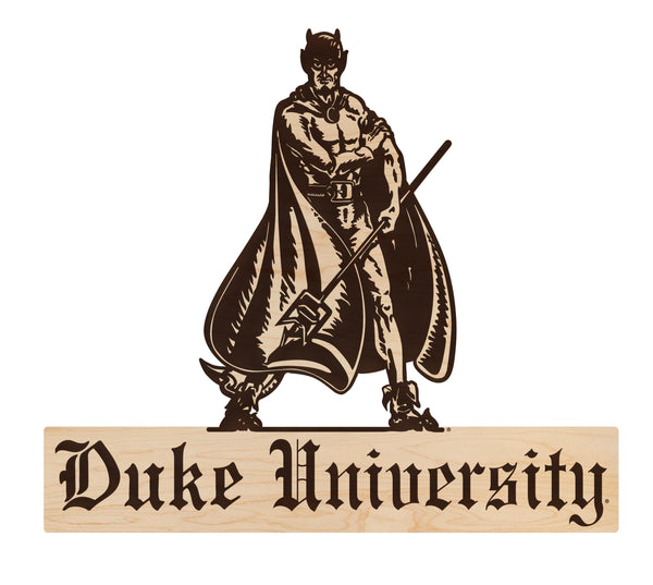 Duke University Gothic Duke Devil Wall Hanging - Crafted from Cherry and Maple Wood - Duke Blue Devils