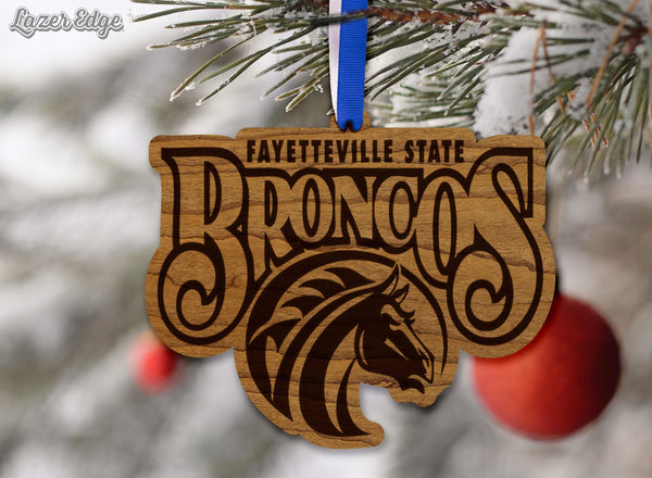 Fayetteville State University Broncos Ornament – Crafted from Cherry and Maple Wood – Fayetteville State Broncos