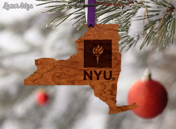 New York University Torch Ornament – Crafted from Cherry or Maple Wood – NYU Bobcats