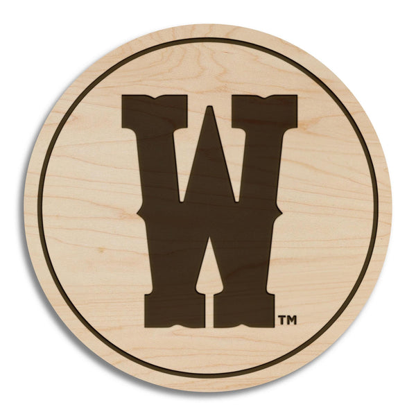 University of Wyoming W Coaster – Crafted from Cherry or Maple Wood – Wyoming Cowboys