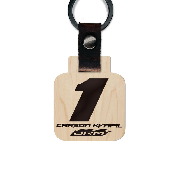 Carson Kvapil #1 Wooden Keychain  | Crafted from Cherry and Maple Wood | Made in USA | Officially Licensed by JR Motorsports