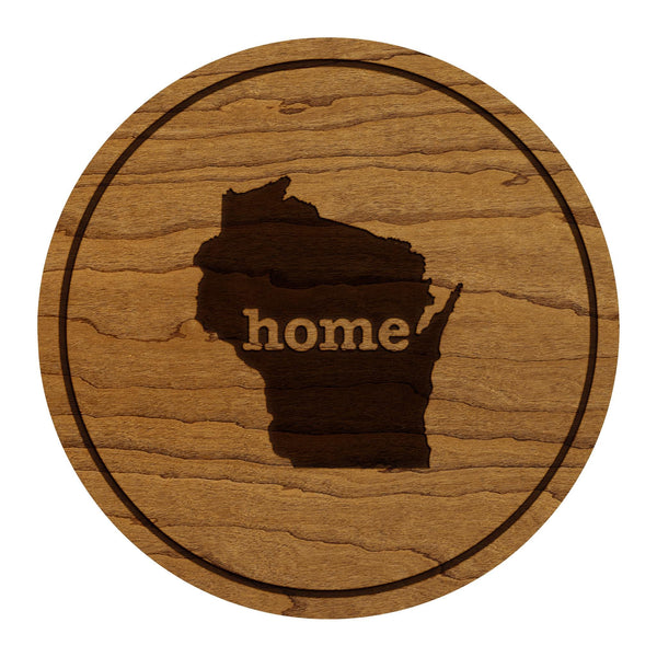 Wisconsin Home State Map Coaster - Crafted from Cherry or Maple Wood
