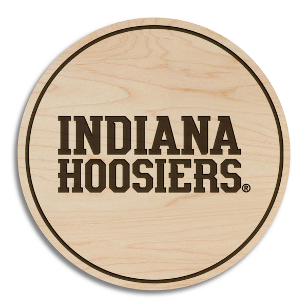 Indiana University Stacked Wordmark Coaster – Crafted from Cherry or Maple Wood – Indiana Hoosiers