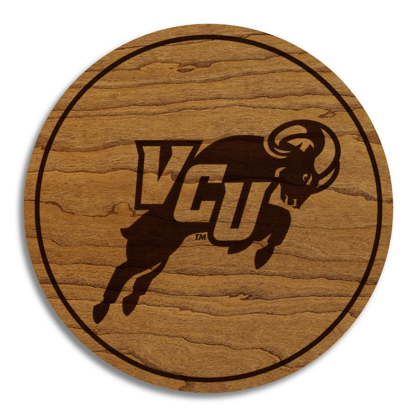 Virginia Commonwealth University Rams Coaster – Crafted from Cherry or Maple Wood – VCU Rams
