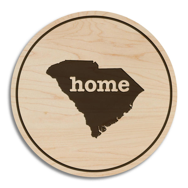 South Carolina Home State Map Coaster - Crafted from Cherry or Maple Wood