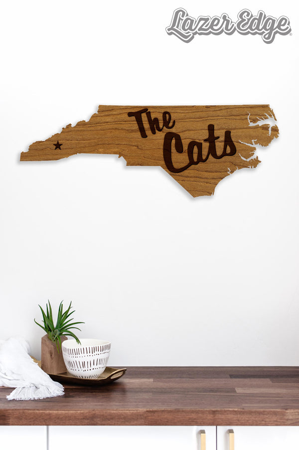 Western Carolina University The Cats Wall Hanging - Crafted from Cherry and Maple Wood - Western Carolina Catamounts