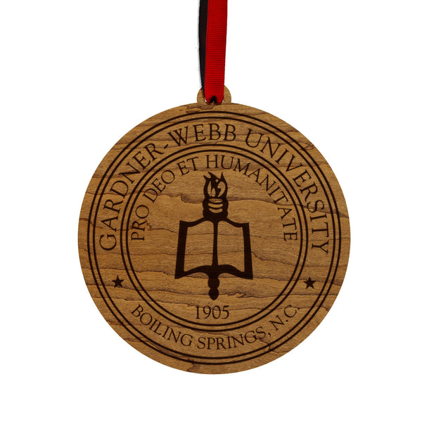Gardner Webb University Seal Ornament – Crafted from Cherry Wood – Gardner Webb Bulldogs