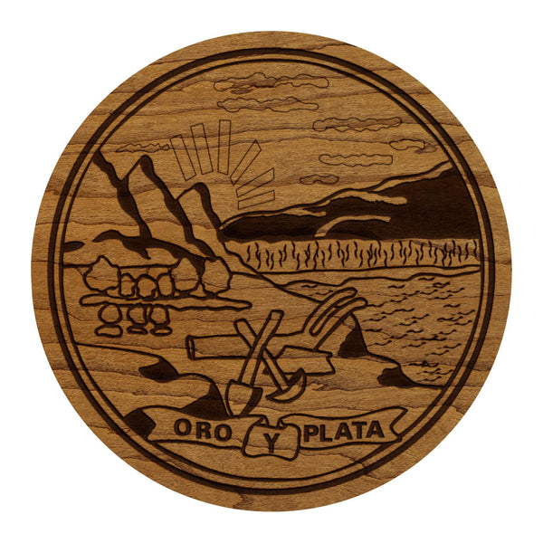 Montana State Flag Coaster - Crafted from Cherry or Maple Wood