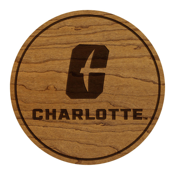 University of North Carolina at Charlotte Wordmark Coaster – Crafted from Cherry or Maple Wood – UNC Charlotte 49ers