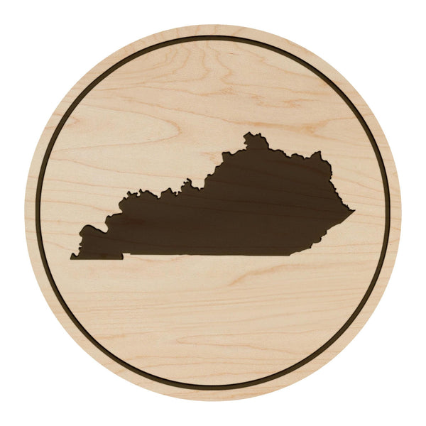 Kentucky State Map Coaster - Crafted from Cherry or Maple Wood