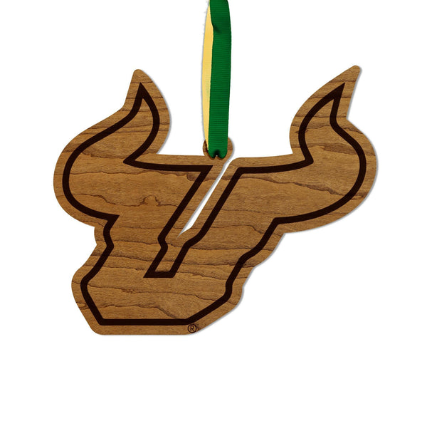 University of South Florida Bulls Ornament – Crafted from Cherry and Maple Wood – USF Bulls