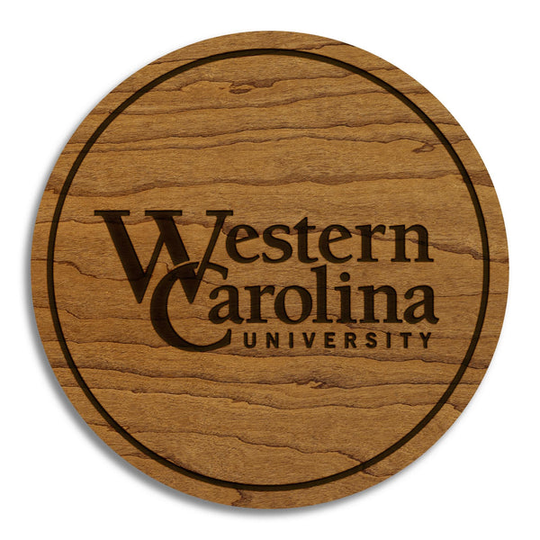 Western Carolina University Wordmark Coaster – Crafted from Cherry or Maple Wood – WCU Catamounts