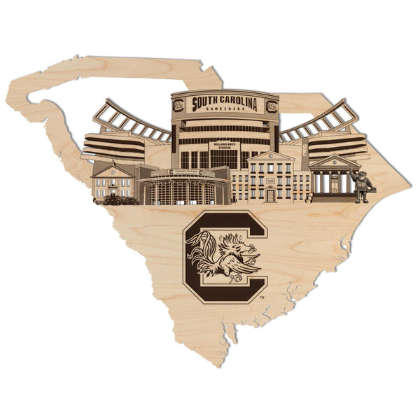 University of South Carolina Skyline Wall Hanging – Crafted from Cherry and  Maple Wood