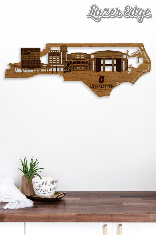 University of North Carolina Charlotte Skyline Wall Hanging – Crafted from Cherry and  Maple Wood - UNCC 49ers