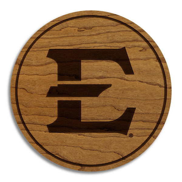 East Tennessee State University Logo Coaster – Crafted from Cherry or Maple Wood – ETSU Buccaneers