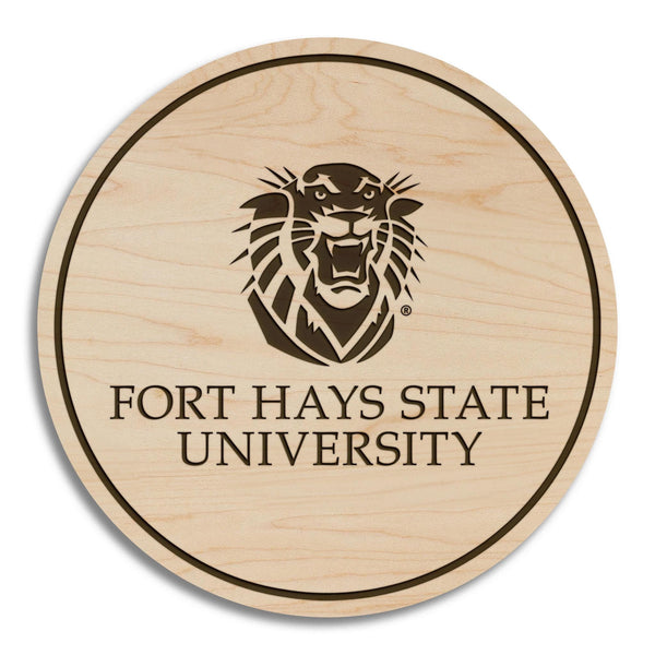 Fort Hays State University Wordmark Coaster – Crafted from Cherry or Maple Wood – Fort Hays State Tigers
