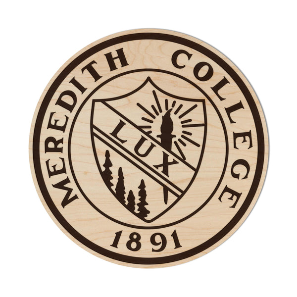 Meredith College Seal Magnet - Crafted from Cherry or Maple Wood - Meredith College Avenging Angels