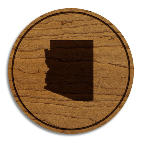 Arizona State Map Coaster - Crafted from Cherry or Maple Wood