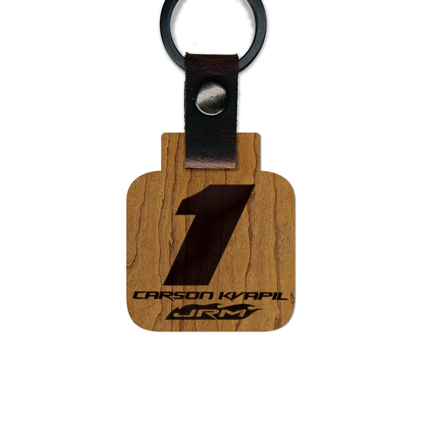 Carson Kvapil #1 Wooden Keychain  | Crafted from Cherry and Maple Wood | Made in USA | Officially Licensed by JR Motorsports